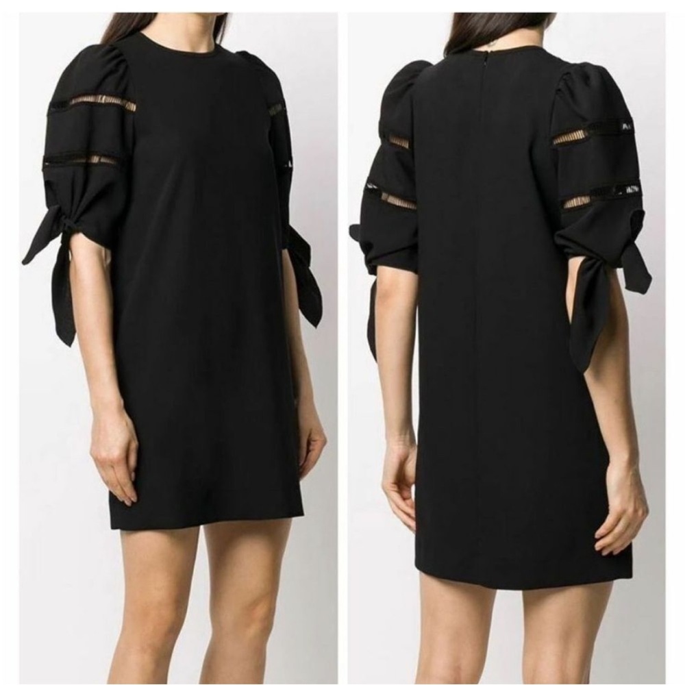 See by Chloe Black Crepe Puff Shoulder Dress Size 36